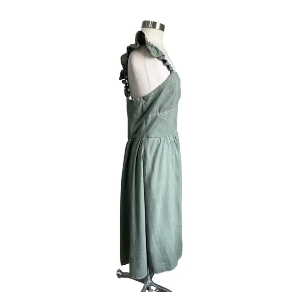 Audrey Parks Francesca's Sage Green Linen Blend Midi Dress‎ Size XL - Image 3