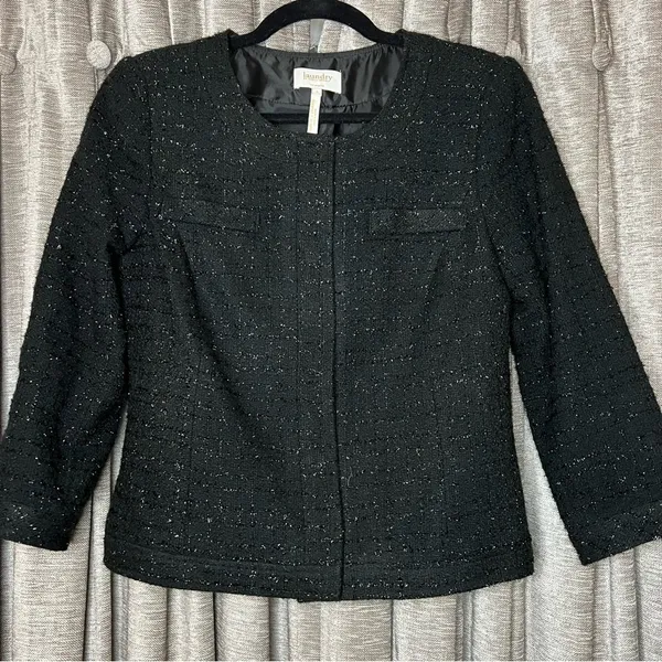 Laundry by Shelli Segal Black Metallic Tweed Blazer - Image 16