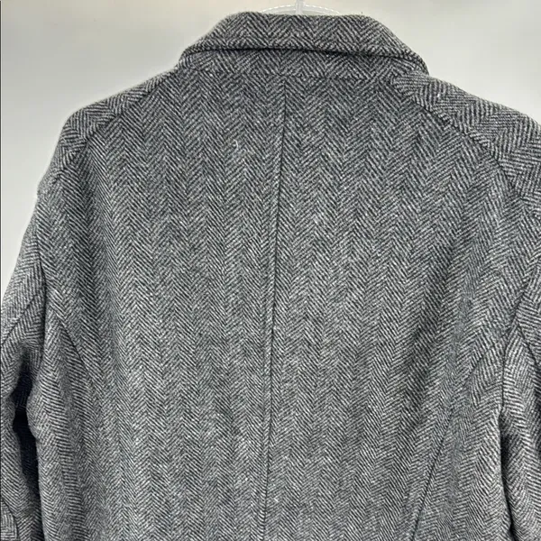 DKNY Charcoal Herringbone wool blend coat zip and button closure winter warm xl - Image 3