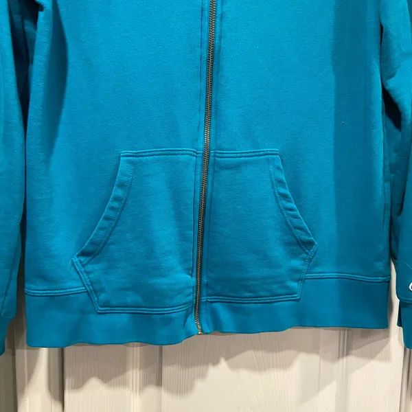 Champion Size M Turquoise Full Zip Cotton Blend Hoodie Sweatshirt Pockets - Image 3