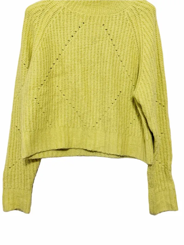 LINE the Label Women’s LongSleeve Ribbed Pointelle Mock Neck Cropped Sweater XS - Image 6