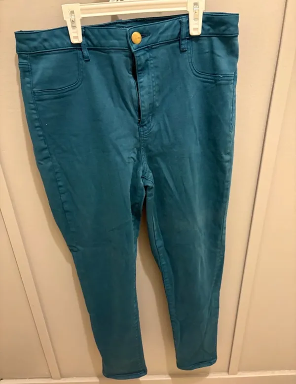 American Eagle Outfitters Teal Blue Sky High Jeggings - Image 3