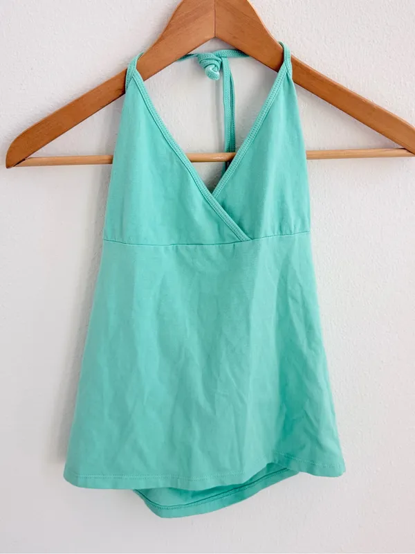 Brandy Melville Mint Green Halter Top & Foldover Pants Matching Set - Image 2
