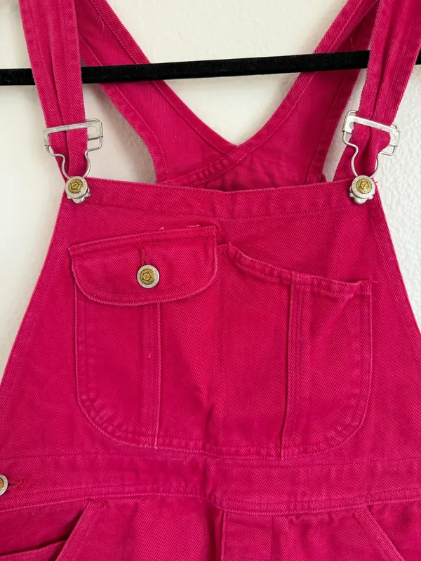 Vintage Pink Short Overalls Size M - Image 3