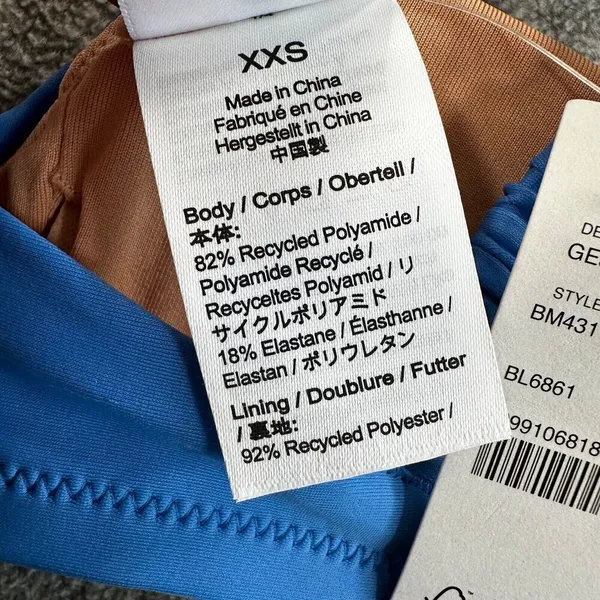 J Crew Scrunchie-strap Squareneck Bikini Swim Top Women's XXS Blue New BM431 - Image 5