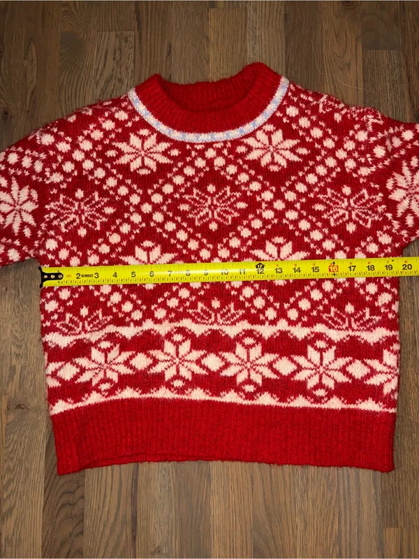 NWT Universal Thread Fair Isle Sweater XS Red White Snowflake Holiday Knit - Image 3