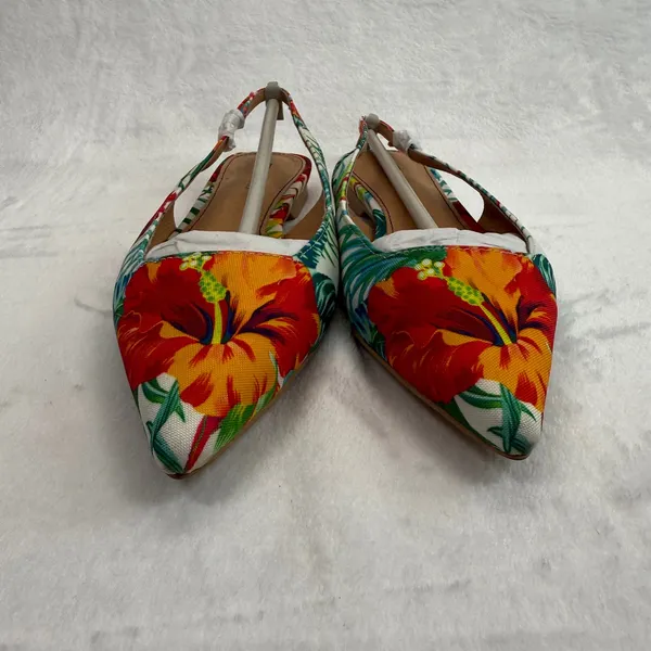 Matiko‎ Hawaiian Print Slingback Flats Pointed Toe Tropical Floral Shoes Size 36 - Image 2