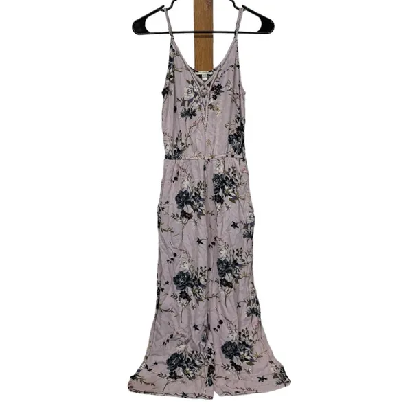American Eagle Lavender Floral Sleeveless Wide‎ Leg Jumpsuit Size S - Image 2