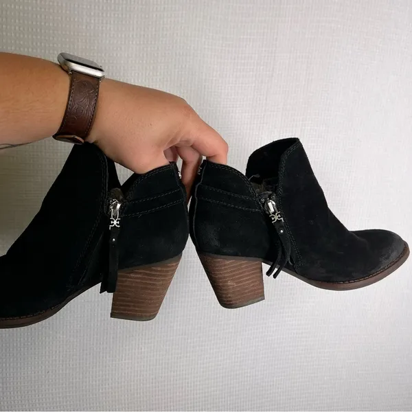 Sam Edelman‎ | Black Suede Bootie Heels 6.5 Marie Ankle - Image 5