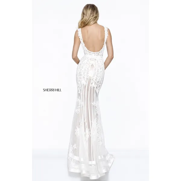 Sherri Hill 50906 White Lace‎ Mermaid Gown Sz 0 NWT $450 - Image 2