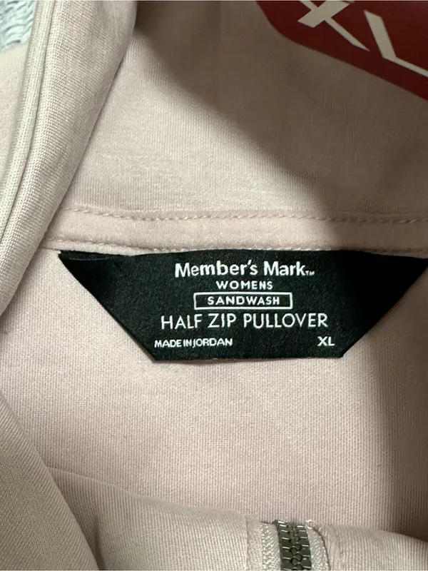 Member's Mark Womens Sandwash Half-Zip Pullover — Pink — Brand New (Size XL) - Image 5