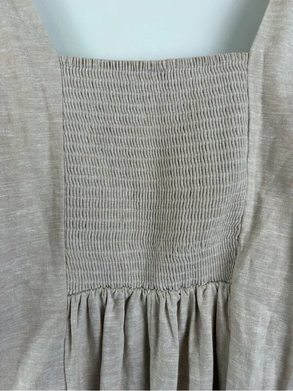Old Navy Sleeveless Flax Linen-Blend Midi Dress Women's Size Large Tan/Beige - Image 5