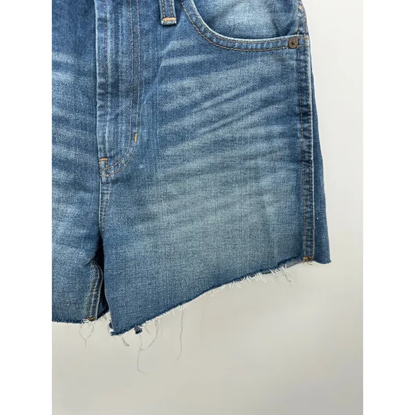 Madewell The Perfect Jean Short Blue 100% Cotton Raw Hem Womens Size 24 HighRise - Image 5