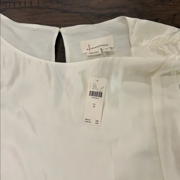 New With Tags By Anthropologie Silky Boatneck Blouse Sz M - Image 9