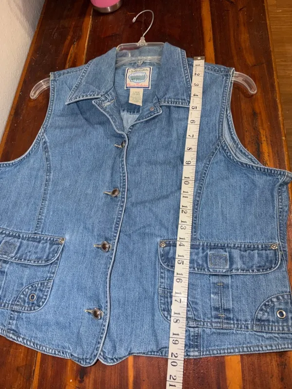 Vintage Jean Jacket Cropped Pockets cottagecore granny sleeveless vest - Image 8