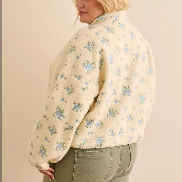 Arula Cele Floral Sherpa Pullover B 2X NWT Blue - Image 4