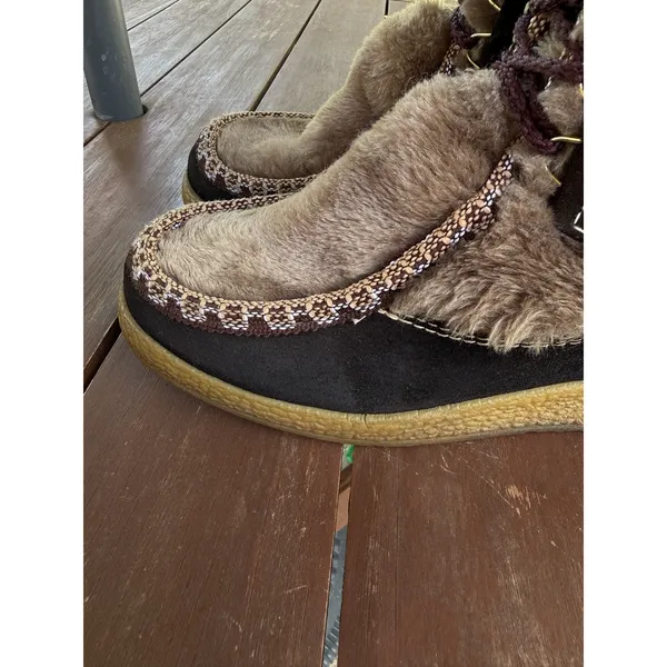 Vintage Snowland Faux Fur Suede Boots Sherpa Lined Lace Up Retro Winter Size 7 - Image 7