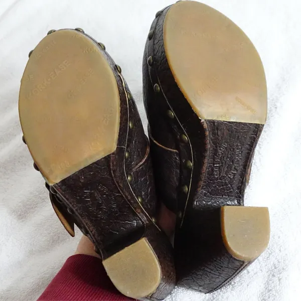 Kork-Ease Dark Chocolate Brown Leather Buckle High Heel Mule Clogs Size US 6 - Image 5