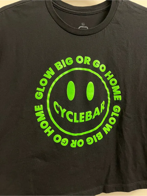 CycleBar Black Neon Glow Ride Crop Tee Medium - Image 2