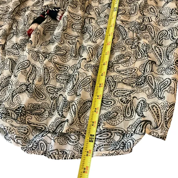 Sundance Paisley Peasant Blouse Smocked Detail & Tassels Womens L boho casual - Image 8