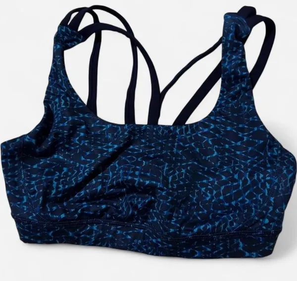 Lululemon Pure Practice Bra Blue Samba Snake Strappy Sports Bra Size 8 - Image 5