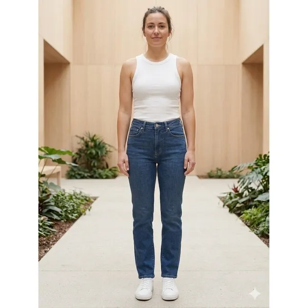 Good American Good Legs Straight Mid Rise Blue Stretch Jeans GLS873T Size 10 NWT - Image 3