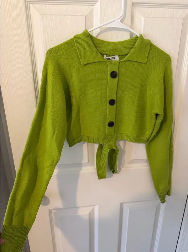 Cropped Cardigan Green - Image 2