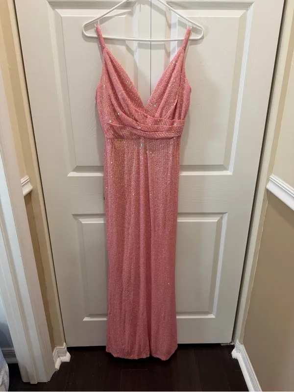 IEENA by MAC DUGGAL Sequined Draped V Neck Gown size 8 - Image 3