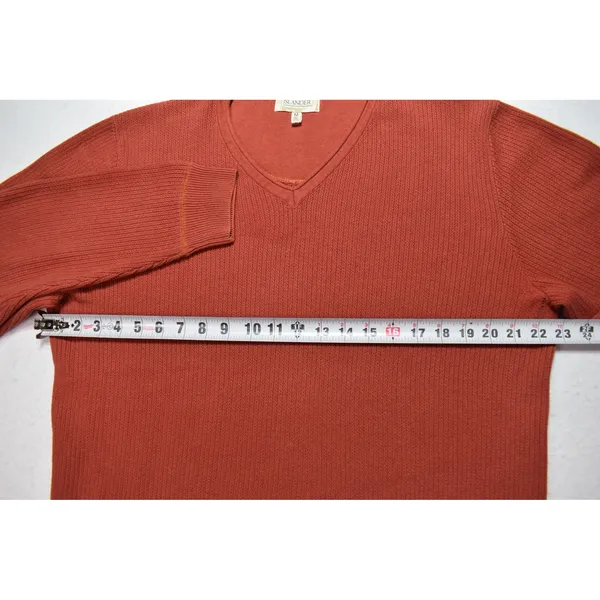Islander Womens Terracotta Orange 100% Cotton Ribbed V-Neck Sweater Size M - Image 6