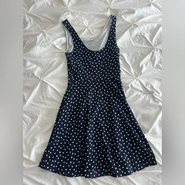 Navy Polka Dot Women's Dress Blue Size XS - Image 2