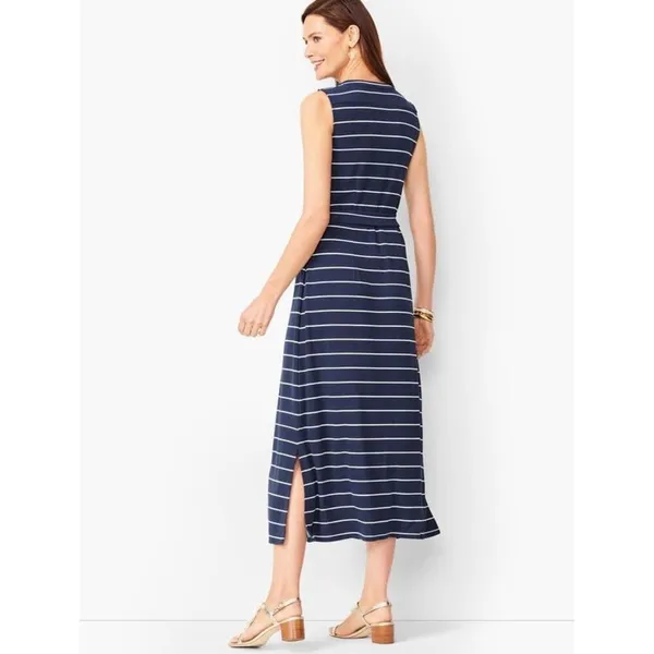 ✨TALBOTS  BUTTON-FRONT STRIPE JERSEY MAXI SZ LARGE DRESS✨ - Image 3