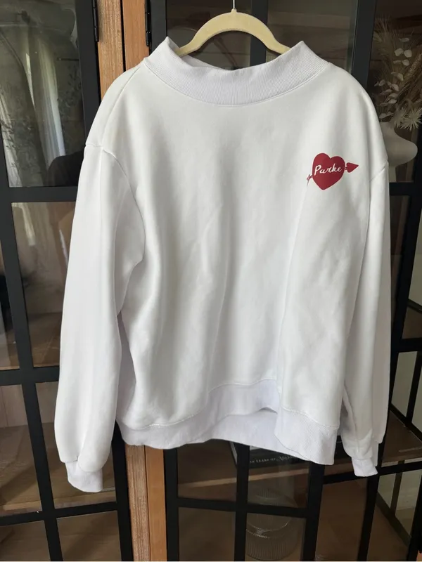 PARKE Set Valentine’s mockneck Boxer sweatpants wide leg flare fleece sweatshirt - Image 15