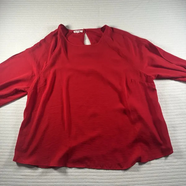 Maurice Beautiful Sexy Red Blouse With Open Long Sleeves Size 1x - Image 4