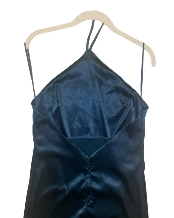 Altar'd State Dark Teal Formal Satin Dress - Image 3