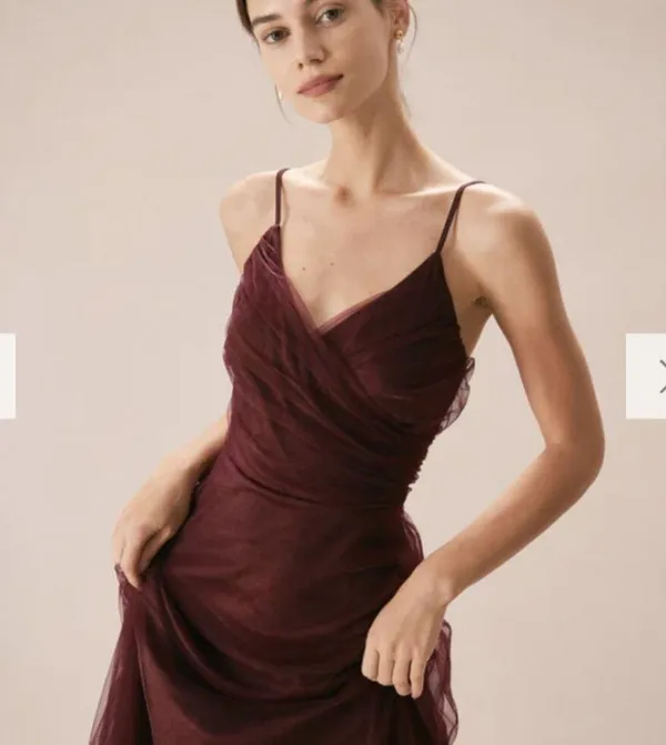RIHOAS The Wine Red V Neck Mesh Wrap Maxi Dress 04 - Image 6