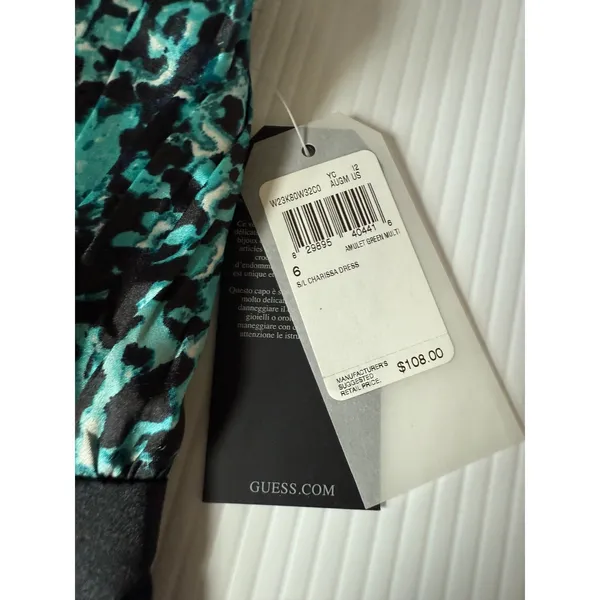 Guess Strapless Dress Party Cocktail A-Line Animal Print Green‎ Multi 6 - Image 5