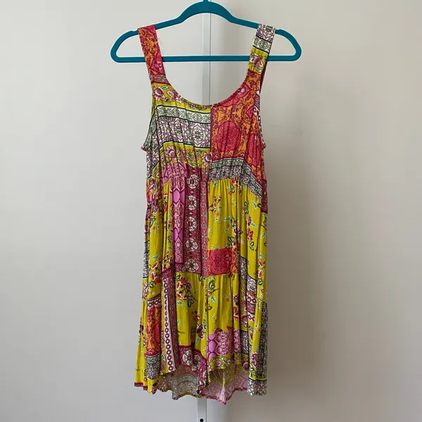 Boho Fairy Beachy Relaxed Patchwork Romper M Yellow Multi Size M - Image 7