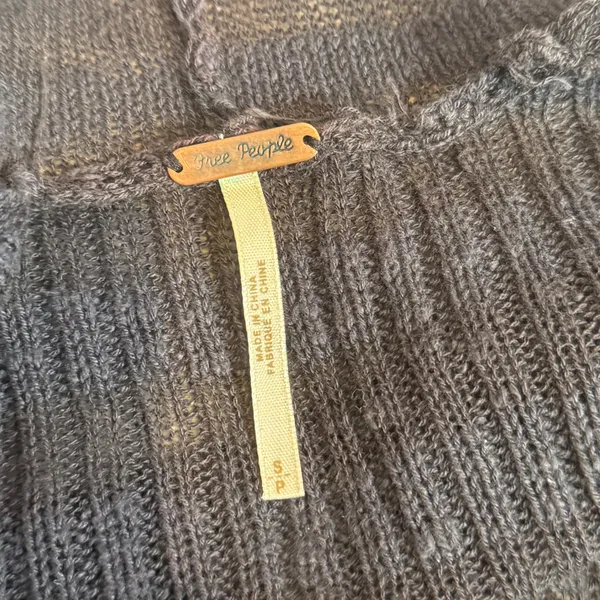 Free People Distressed Long Cardigan Womens S Black Striped Duster Open Front - Image 10