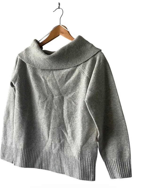Lucky Brand Cloud Soft Off The Shoulder Heather Gray Sweater Small NWT - Image 4