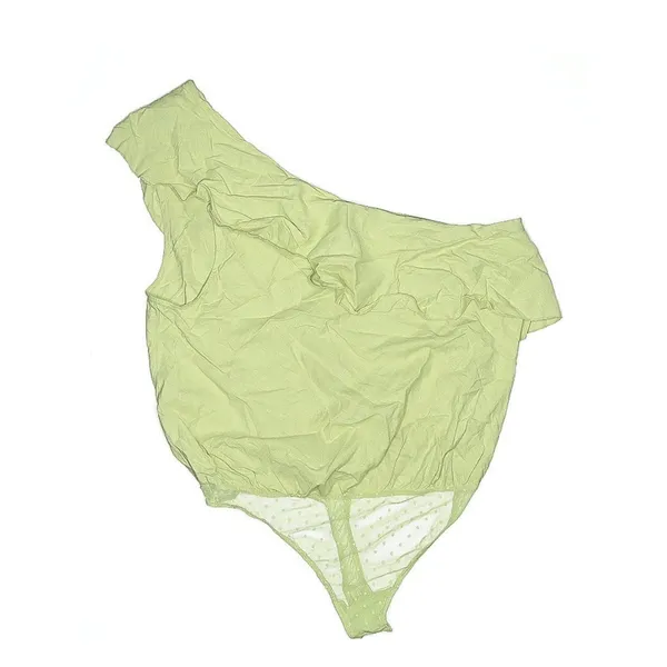 Free People Intimately NWT One Shoulder Ruffle Bodysuit Matcha Green Sz Large - Image 2