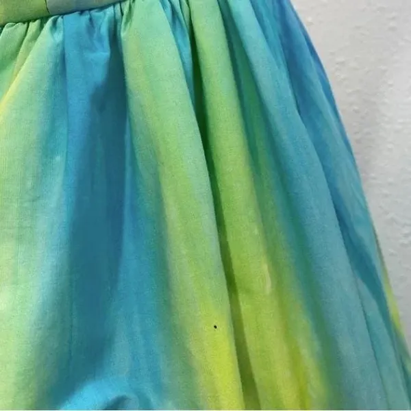 Vintage‎ Handmade Halter Dress Blue Green Watercolor Fit and Flare Fairy Dress 4 - Image 13