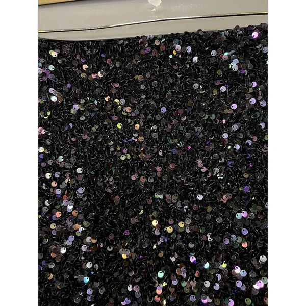 Lulus Skirt Womens Medium Black Sequin Mini Lined Stretch Party Cocktail Sparkle - Image 2