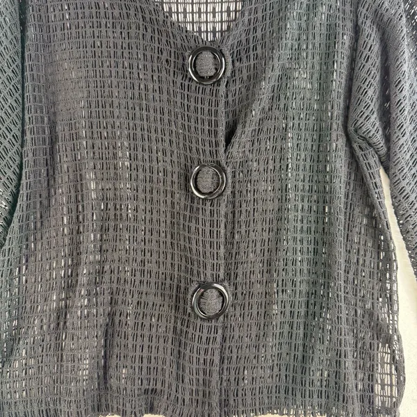 Vintage Keren‎ Hart L Large Sheer Mesh Open Knit Cardigan Artsy Lagenlook Unique - Image 4