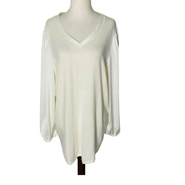 CHICO'S Cashmere Blend Balloon Sleeve Sweater - Image 3