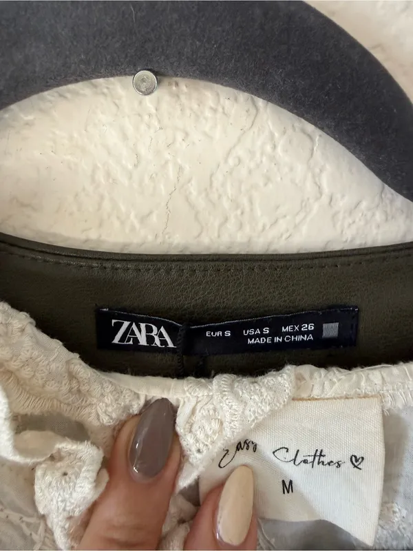 Zara Dark Green Faux Leather Peplum Button Vest - Image 4