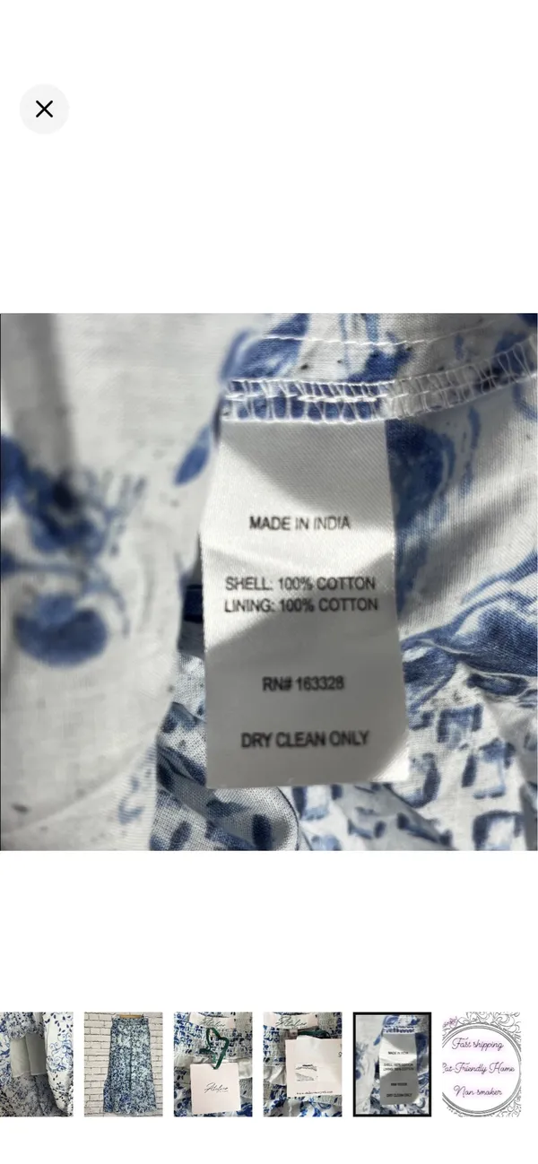 Atelier New York 100% Cotton Tiered Maxi Skirt Blue Floral Size 10 NWT. Stretchy smocked waist. Lined to knee. Flowy boho design. 16-19” waist 41” long - Image 8