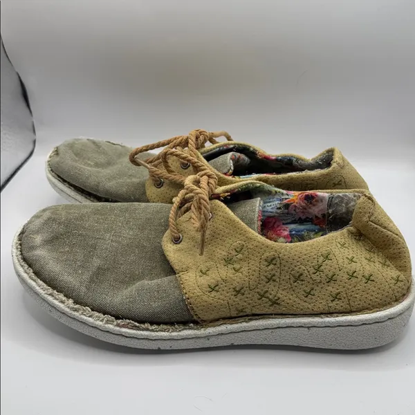 Justin Boots Cac-Tie Lace-Up Casual Shoes Tan Khaki Floral Lined Women’s JL142 Sz 8.5 - Image 8