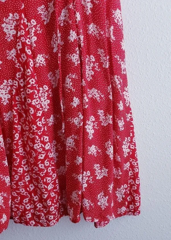 Free People Dont Dare Red Mixed Floral Mini Dress - Image 4