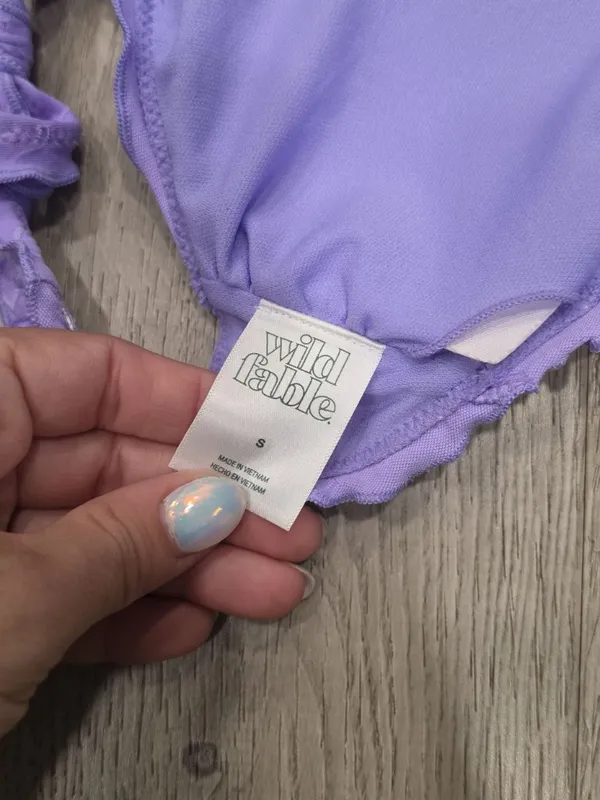 Wild Fable Purple Heart Pattern Halter Bikini Top S With Heart Cutout - Image 3