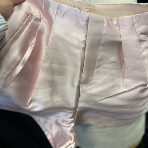 Banana Republic Pale Pink Satin High Waisted Pleated Shorts with Pockets and Side Zipper - Image 8
